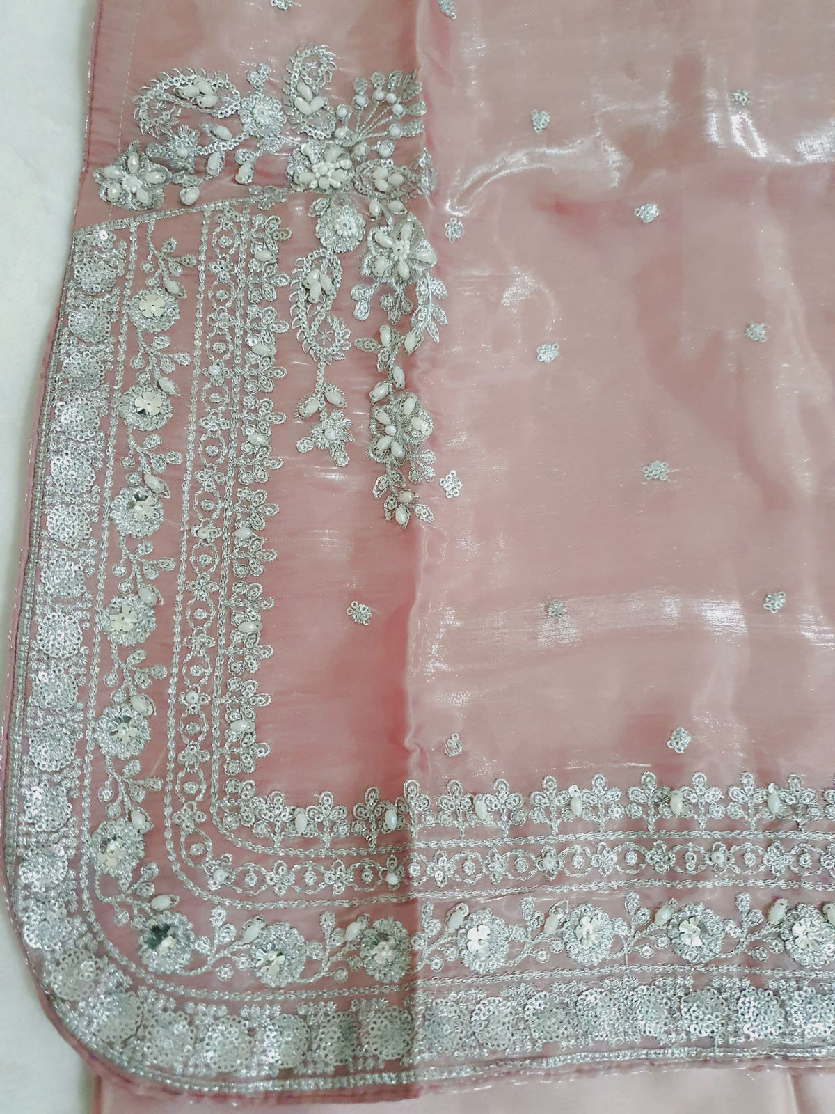 Pink Embroidered Sheesha Silk Palazzo Suit – Stitched 3pc-RW3- 229