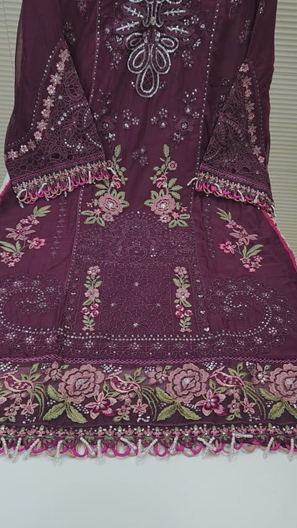 Maria B Inspired Embroidered  Chiffon Stitched 3pc -RW3-27