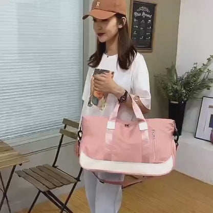 Gym & Travel Duffel Bag with Shoe Compartment – Lightweight, Waterproof, and Spacious Weekender Bag for Women-Online UAE