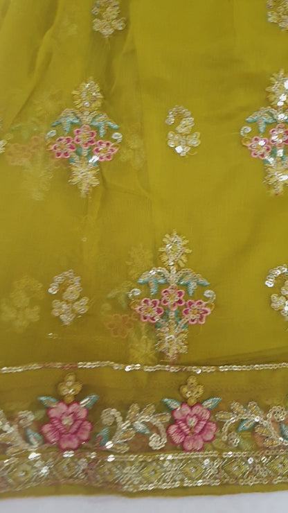 ETHNIC Inspired Mustard Chiffon Gharara – Stitched 3pc-RW3-242