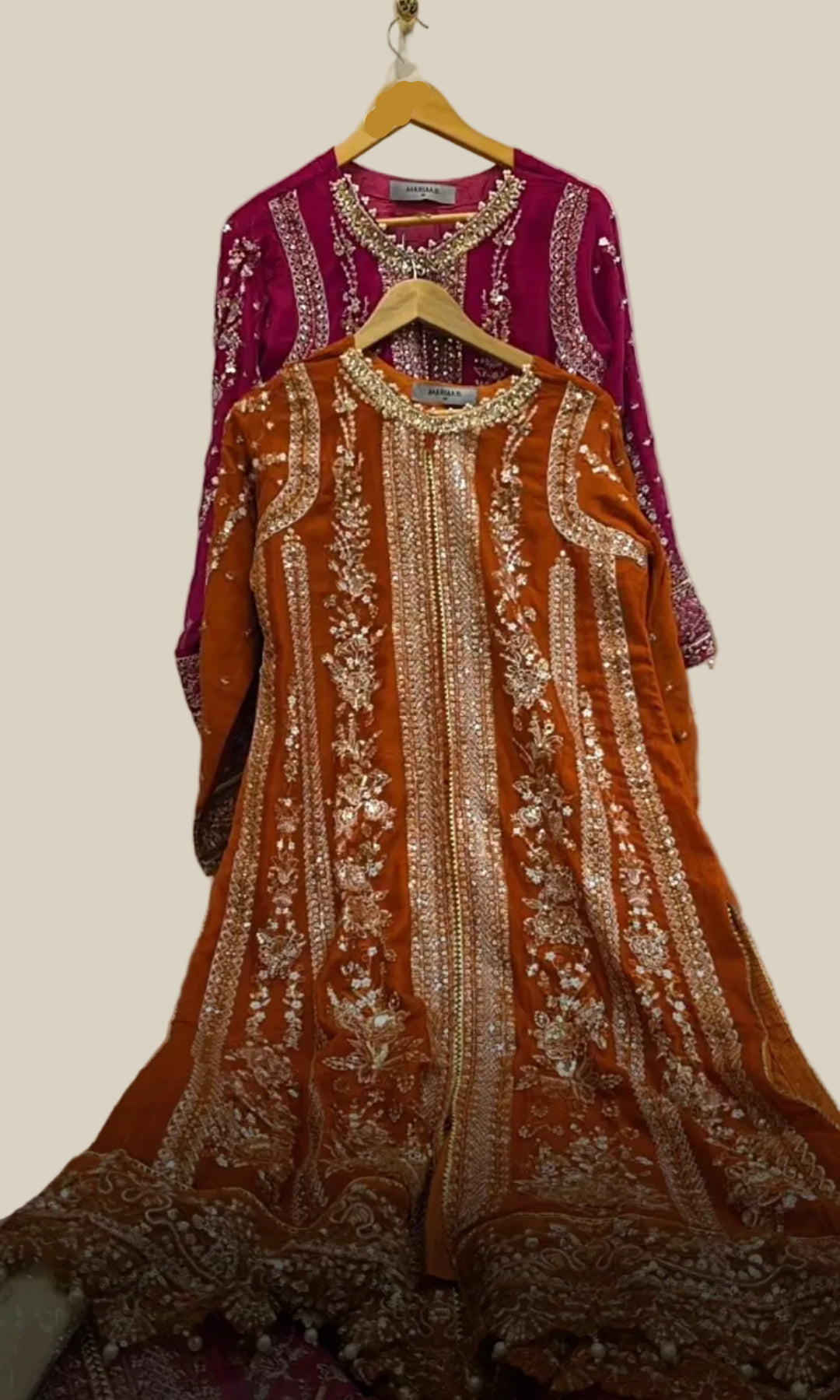 Maria B Inspired Rust Embroidered Chiffon –Stitched 3pc-RW3-75