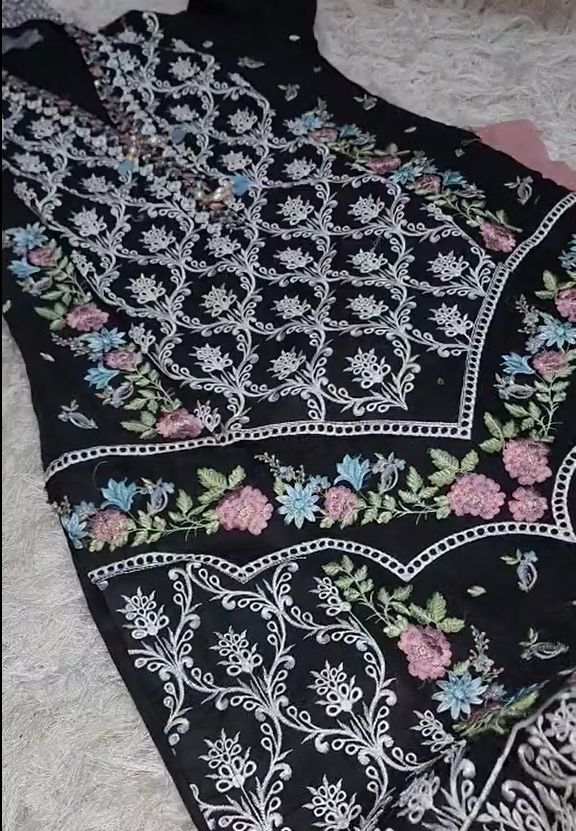 Sana Safinaz Inspired Black Embroidered Cotton Lawn Suit – Stitched 3pc-RW3-152