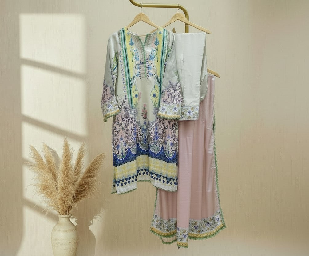 Printed Silk-Stitched 3pc-Online Dubai