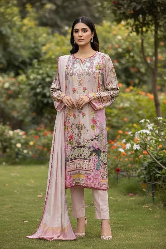 Printed Silk-Stitched 3pc