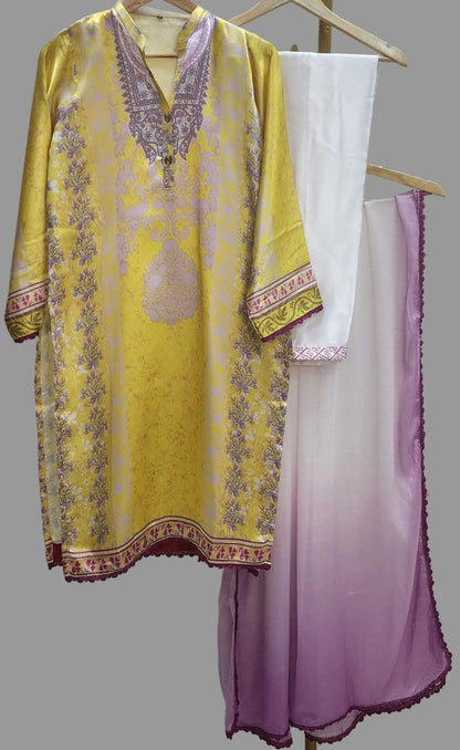 Printed Silk-Stitched 3pc-Online pakistani dress