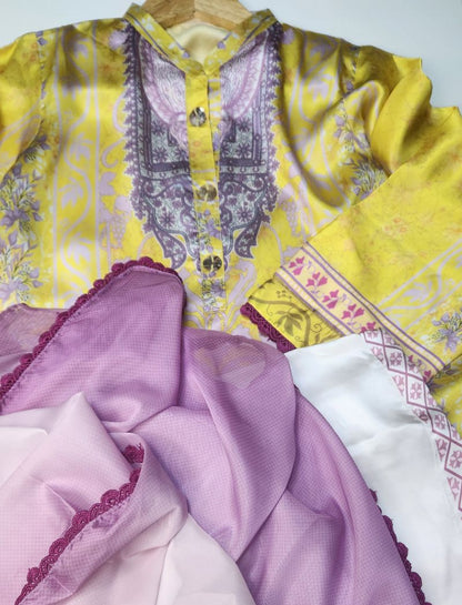 Printed Silk-Stitched 3pc-Online pakistani dress