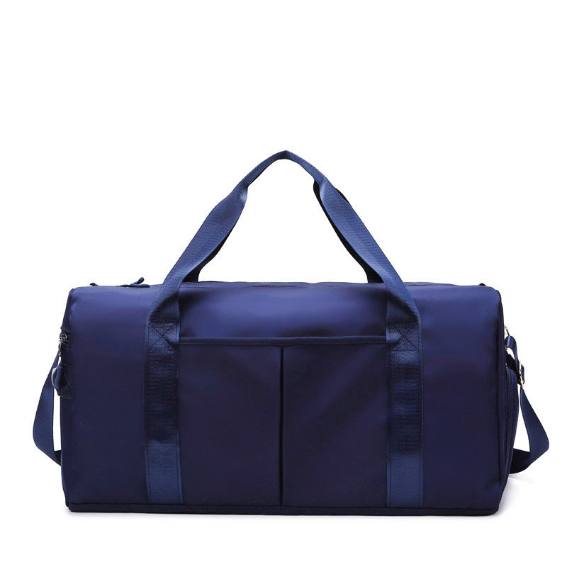 A blue travel and gym bag with multiple compartments-Khaas Trends