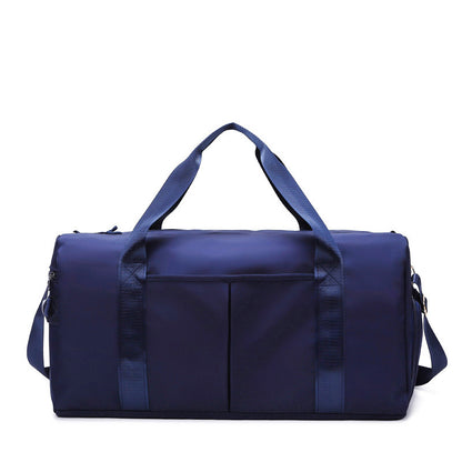 A blue travel and gym bag with multiple compartments-Khaas Trends