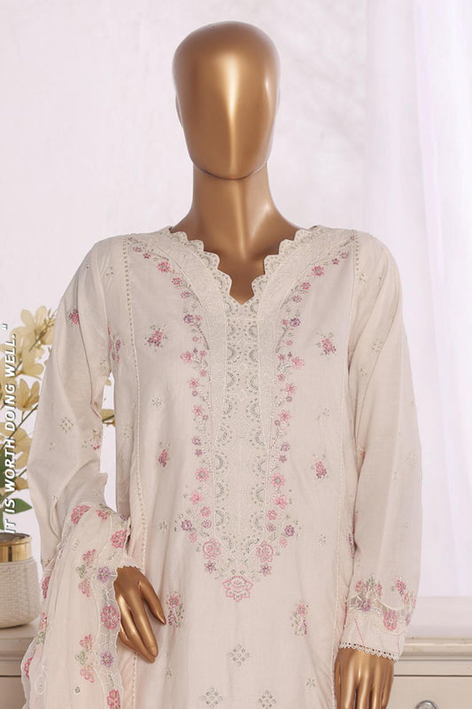 Bin Saeed White Embroidered Cotton Stitched 3pc