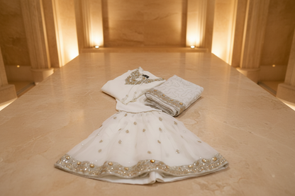 Agha Noor Inspired White Chiffon Gharara – Stitched 3pc-RW3-232