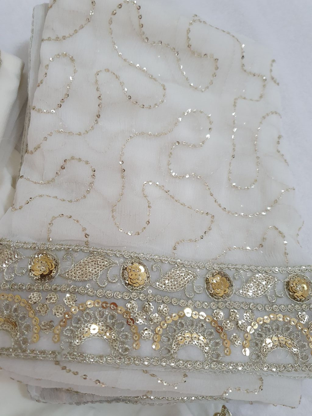 Agha Noor Inspired White Chiffon Gharara – Stitched 3pc-RW3-232
