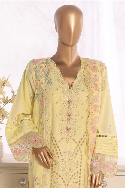 Bin Saeed Yellow Embroidered Cotton Stitched 3pc 