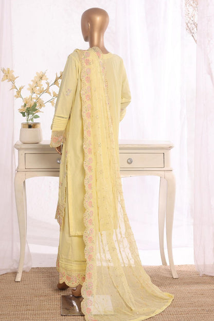 Bin Saeed Yellow Embroidered Cotton Stitched 3pc 