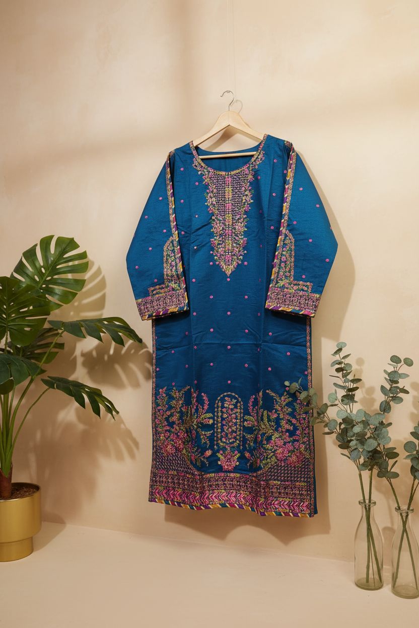 Emboridered Chambray Katan- stitched 3pc-RW3-72
